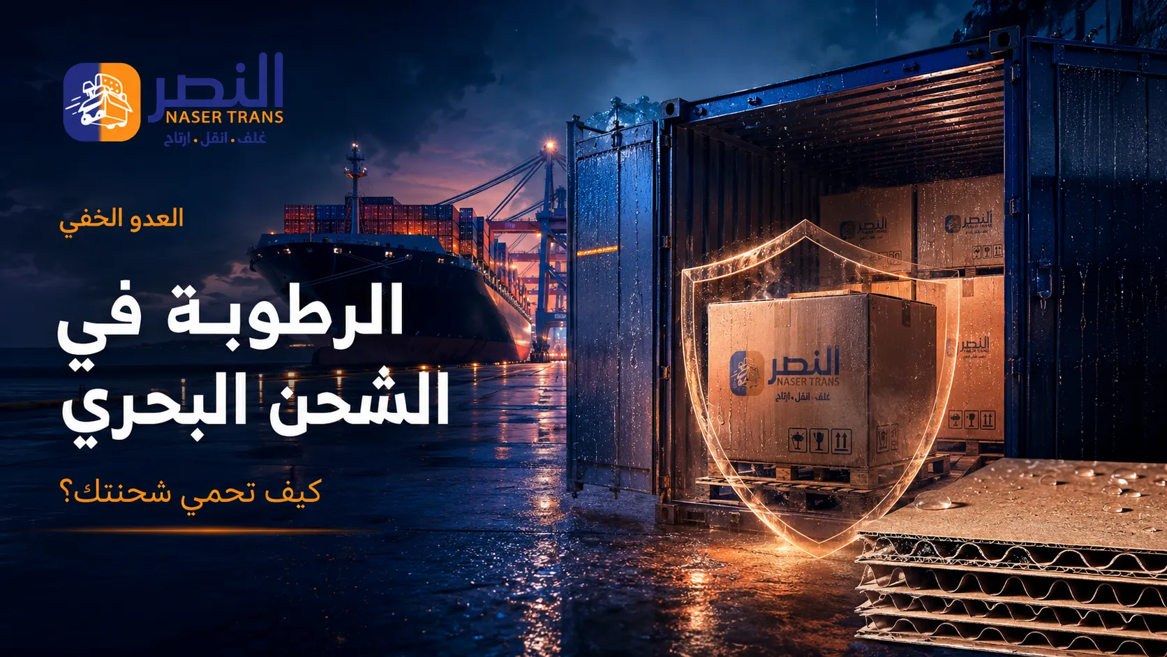 الرطوبة في الشحن البحري وكيف تحمي شحنتك منها — كرتون مقاوم للرطوبة وتثبيت على باليت