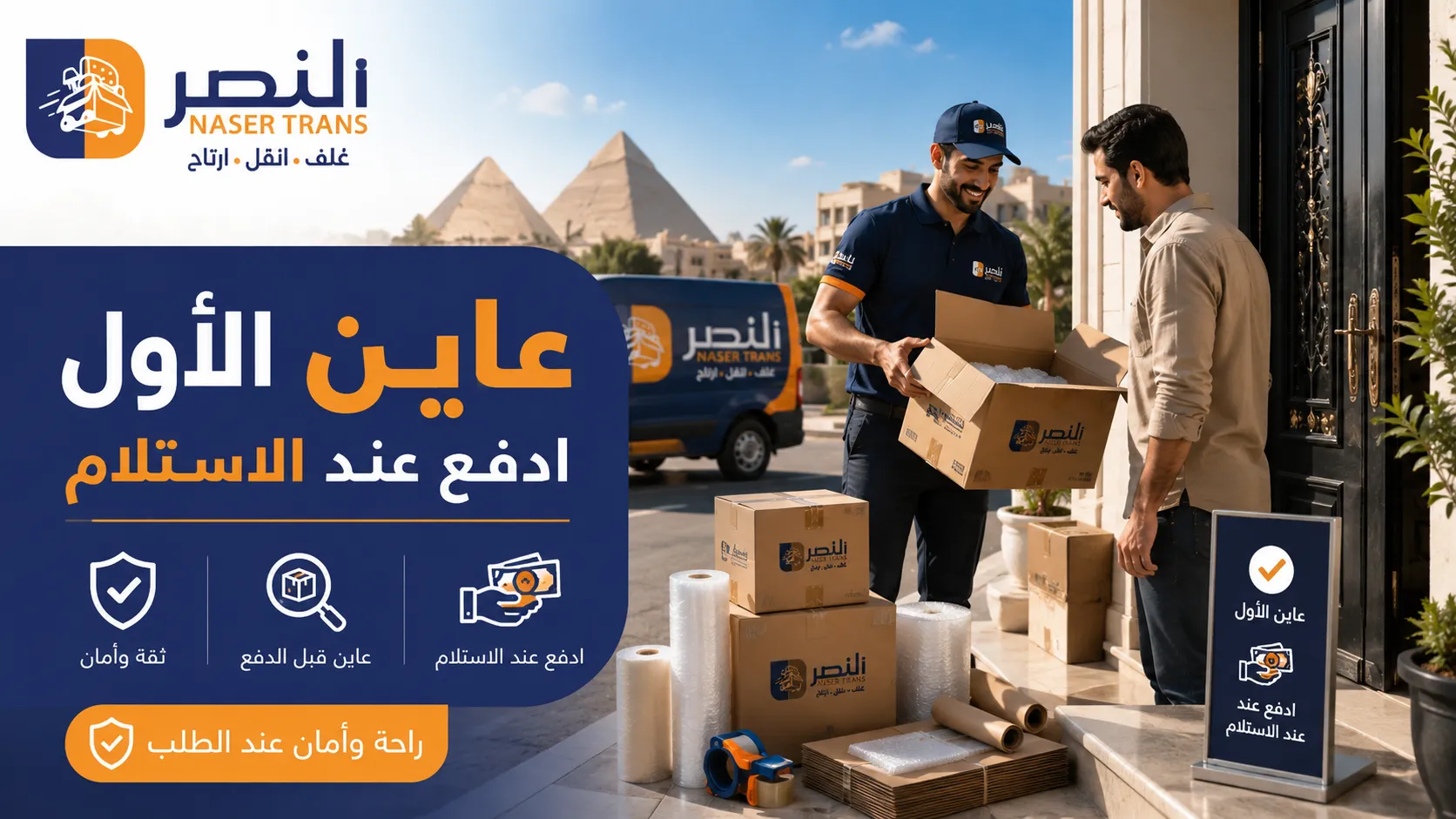معاينة كراتين النصر الفارغة قبل الدفع والدفع عند الاستلام — توصيل كراتين للمنزل بأمان